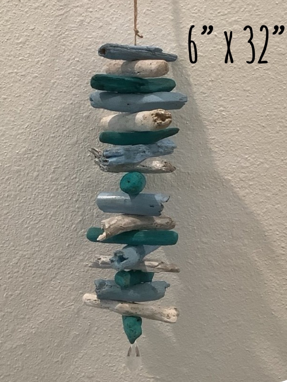 Driftwood Art, Driftwood Painted Mobile, Driftwood Mobile, Coastal Art